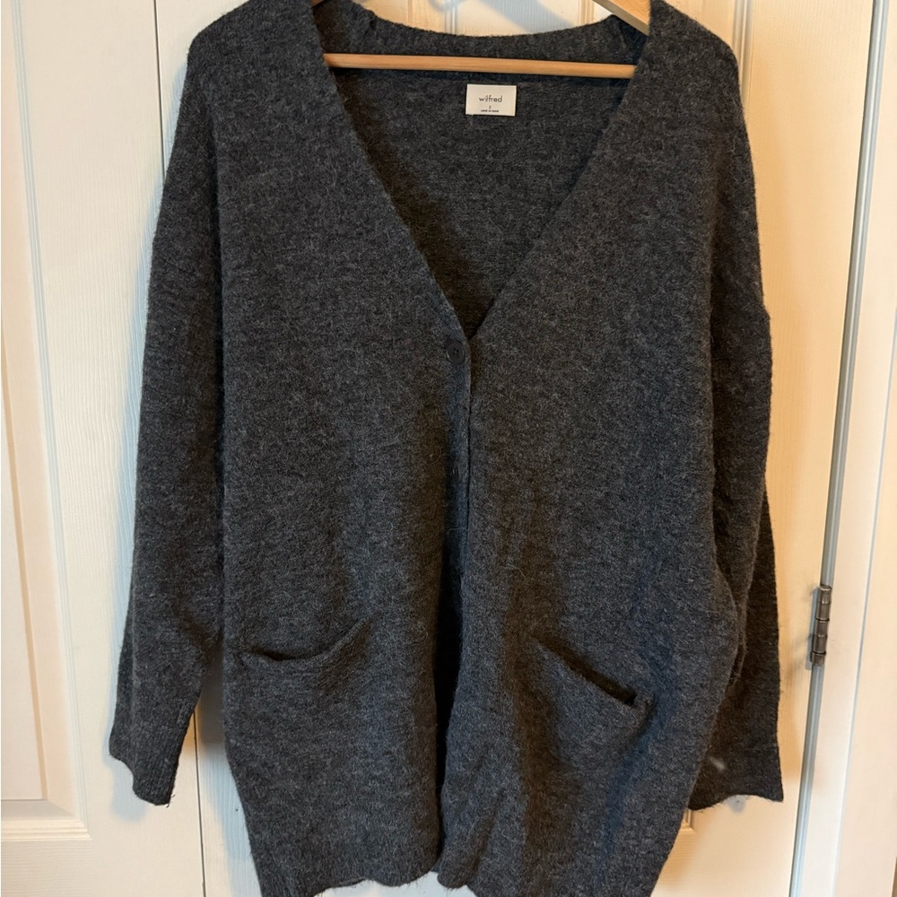 Wilfred Heather Gray V-Neck Cardigan
